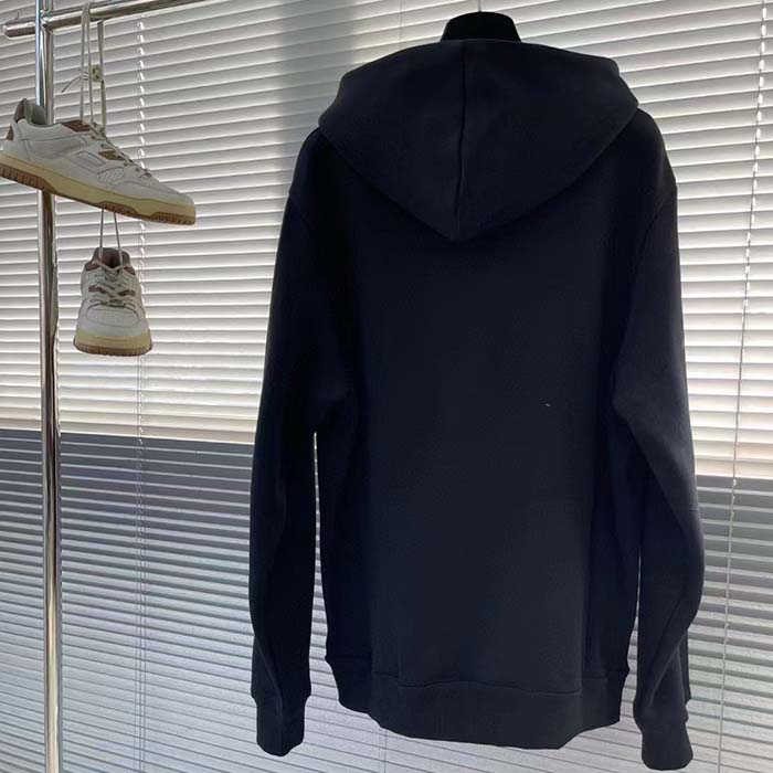 Dior Men CD Relaxed Fit Hooded Sweatshirt Black Cotton Fleece