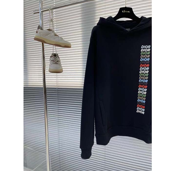 Dior Men CD Relaxed Fit Hooded Sweatshirt Black Cotton Fleece