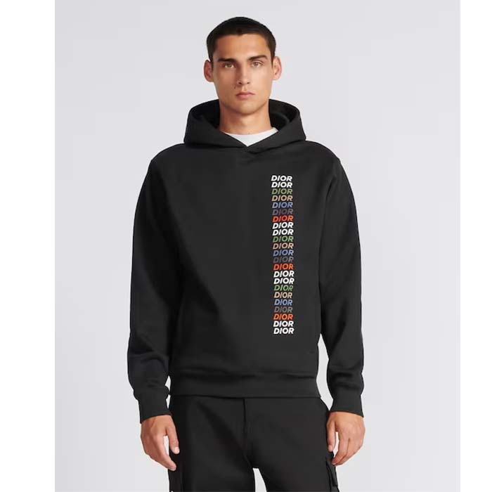 Dior Men CD Relaxed Fit Hooded Sweatshirt Black Cotton Fleece