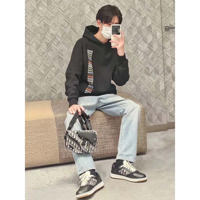 Dior Men CD Relaxed Fit Hooded Sweatshirt Black Cotton Fleece