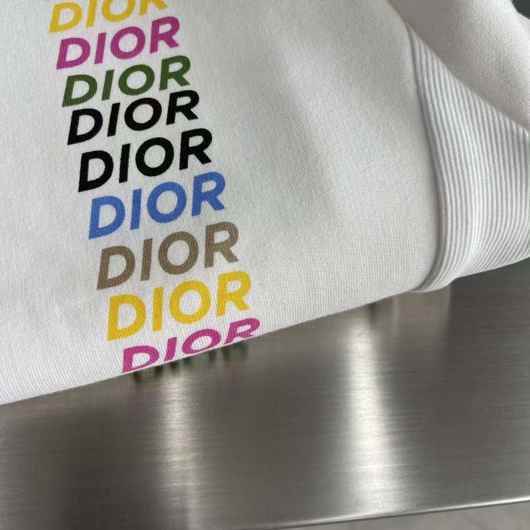 Dior Men CD Relaxed Fit Hooded Sweatshirt White Cotton Fleece
