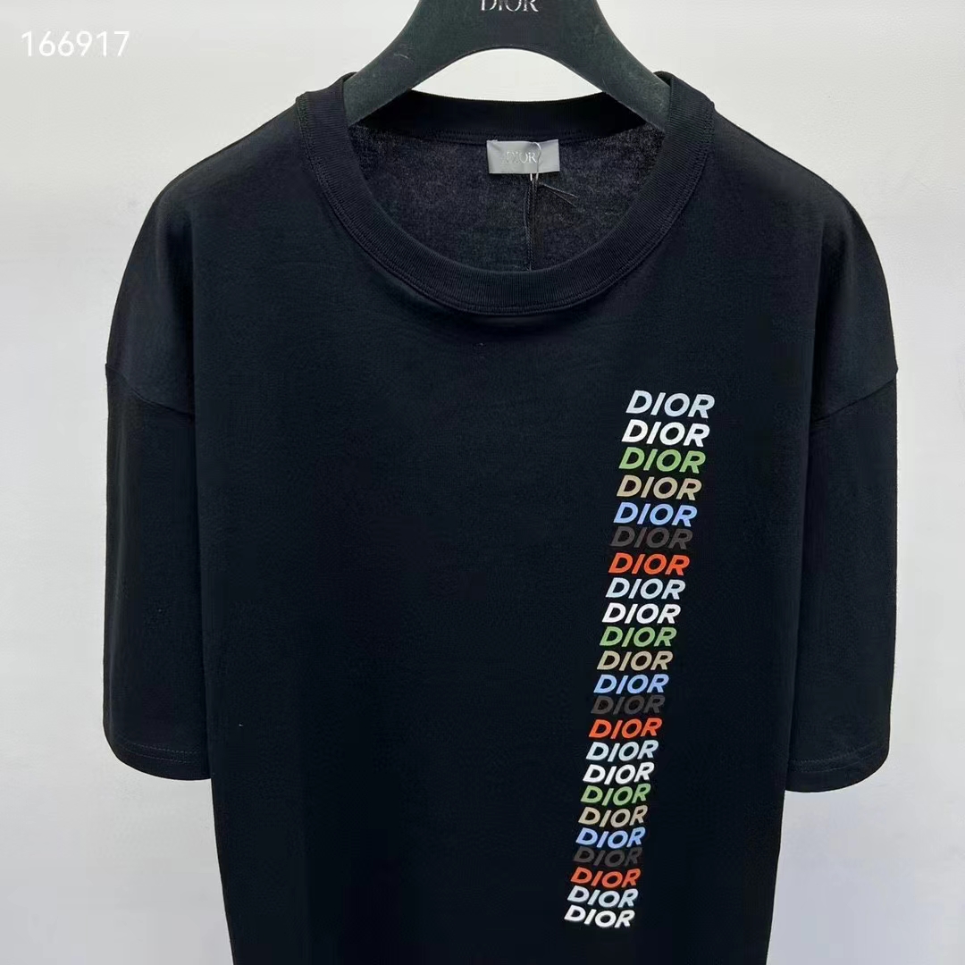 Dior Men CD Relaxed-Fit T-Shirt Black Slub Organic Cotton Jersey