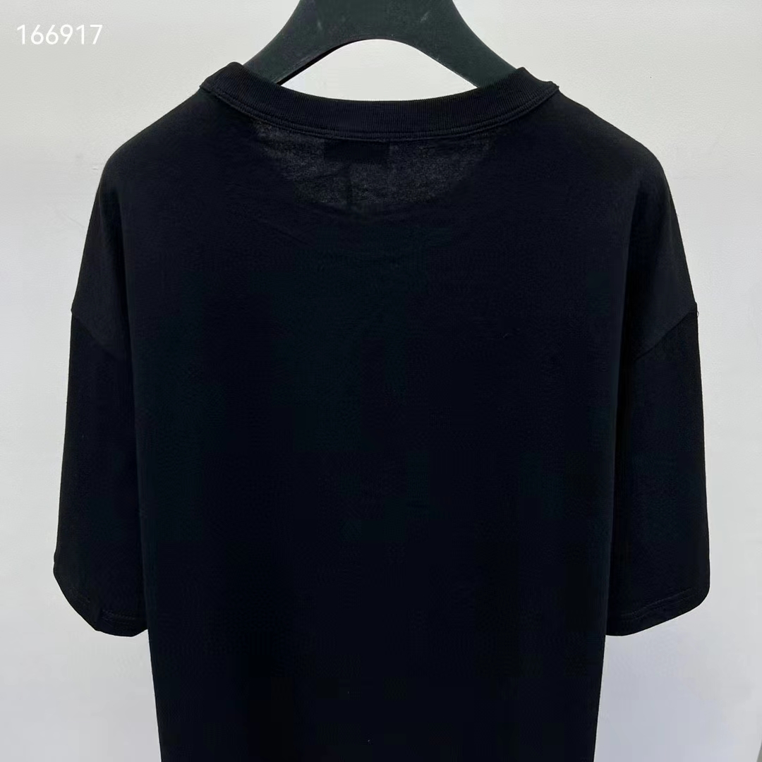 Dior Men CD Relaxed-Fit T-Shirt Black Slub Organic Cotton Jersey