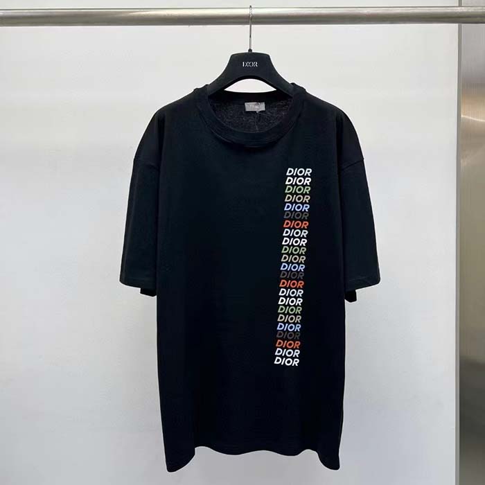 Dior Men CD Relaxed-Fit T-Shirt Black Slub Organic Cotton Jersey