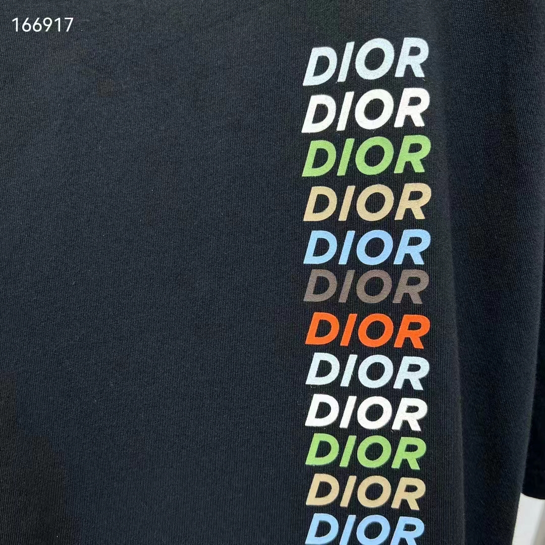 Dior Men CD Relaxed-Fit T-Shirt Black Slub Organic Cotton Jersey
