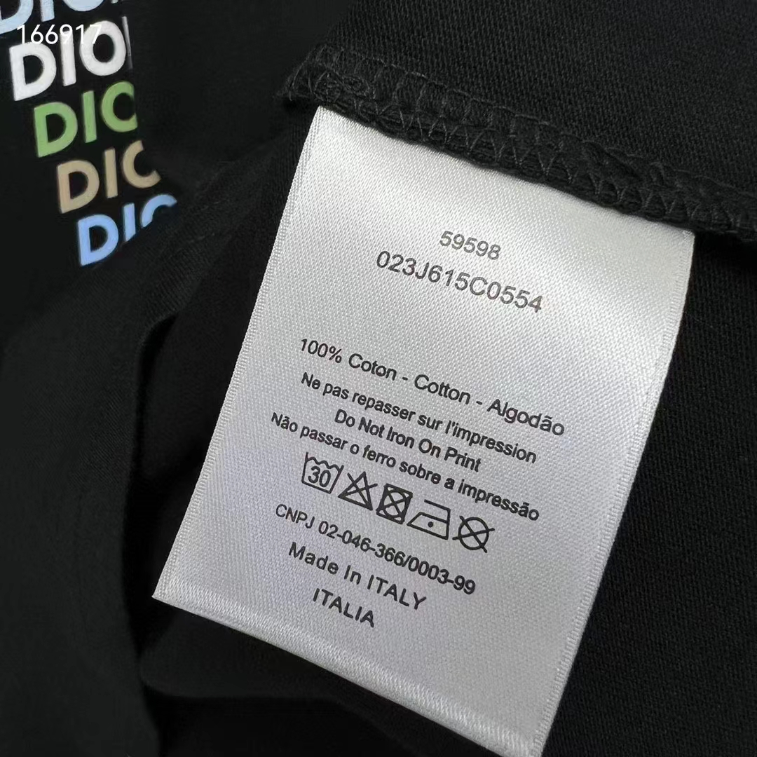Dior Men CD Relaxed-Fit T-Shirt Black Slub Organic Cotton Jersey