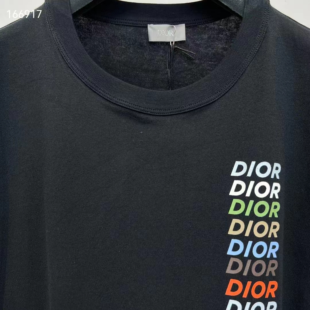 Dior Men CD Relaxed-Fit T-Shirt Black Slub Organic Cotton Jersey