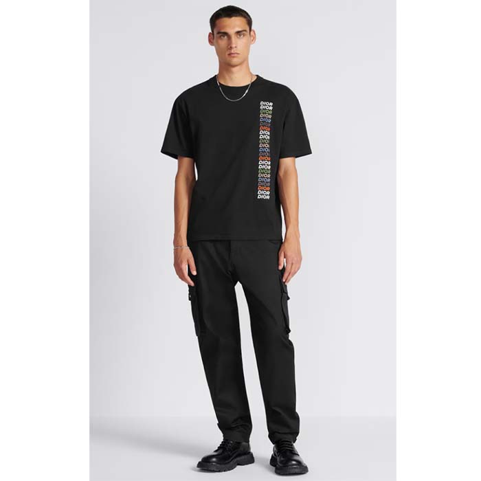 Dior Men CD Relaxed-Fit T-Shirt Black Slub Organic Cotton Jersey