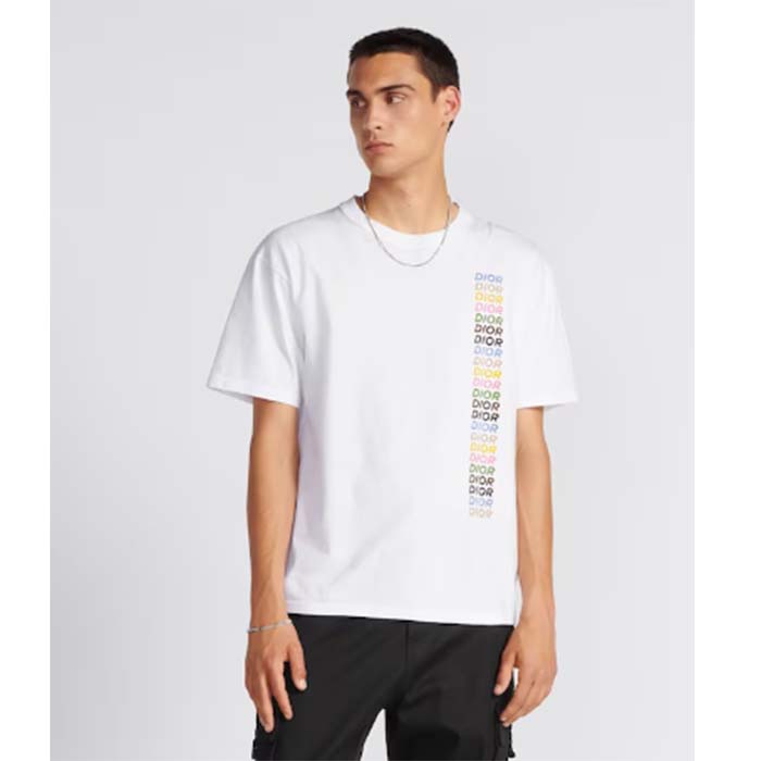 Dior Men CD Relaxed-Fit T-Shirt White Slub Organic Cotton Jersey