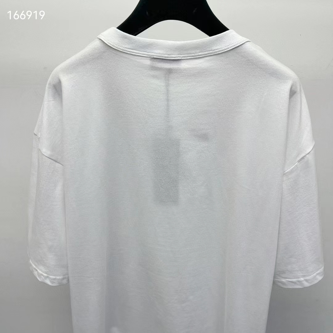 Dior Men CD Relaxed-Fit T-Shirt White Slub Organic Cotton Jersey
