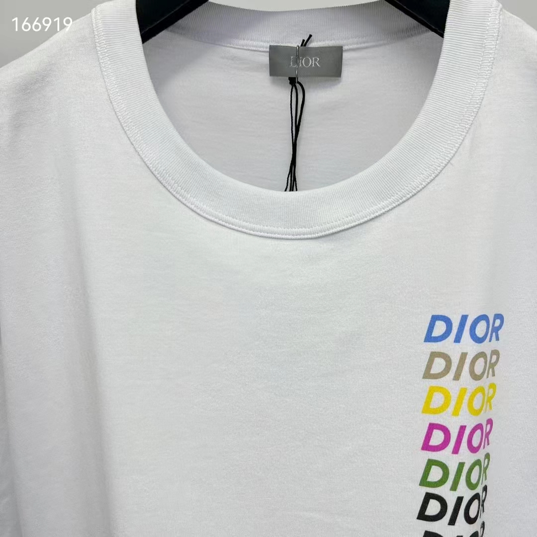 Dior Men CD Relaxed-Fit T-Shirt White Slub Organic Cotton Jersey