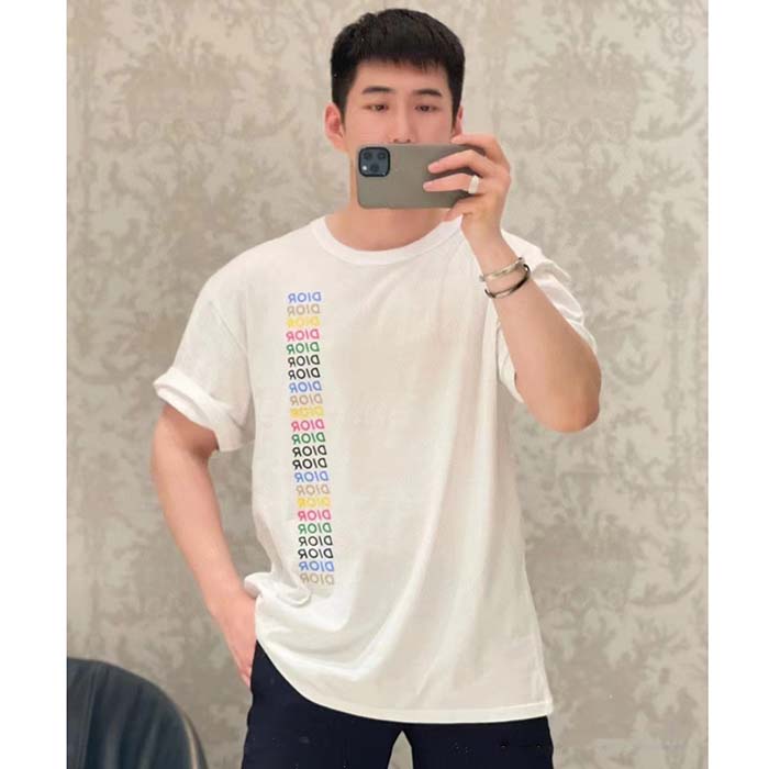Dior Men CD Relaxed-Fit T-Shirt White Slub Organic Cotton Jersey