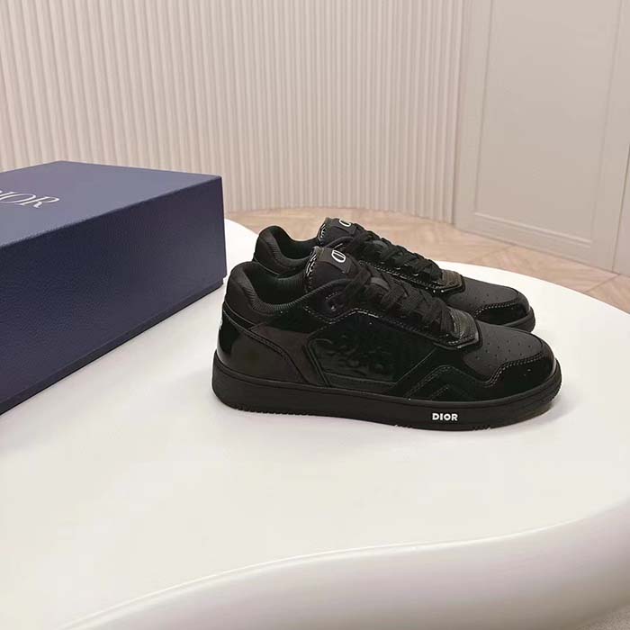 Dior Unisex CD B27 Low-Top Sneaker Black Patent Calfskin Dior Oblique Gravity Leather