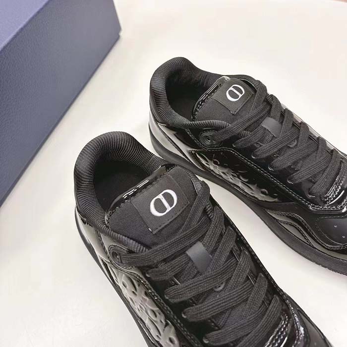 Dior Unisex CD B27 Low-Top Sneaker Black Patent Calfskin Dior Oblique Gravity Leather