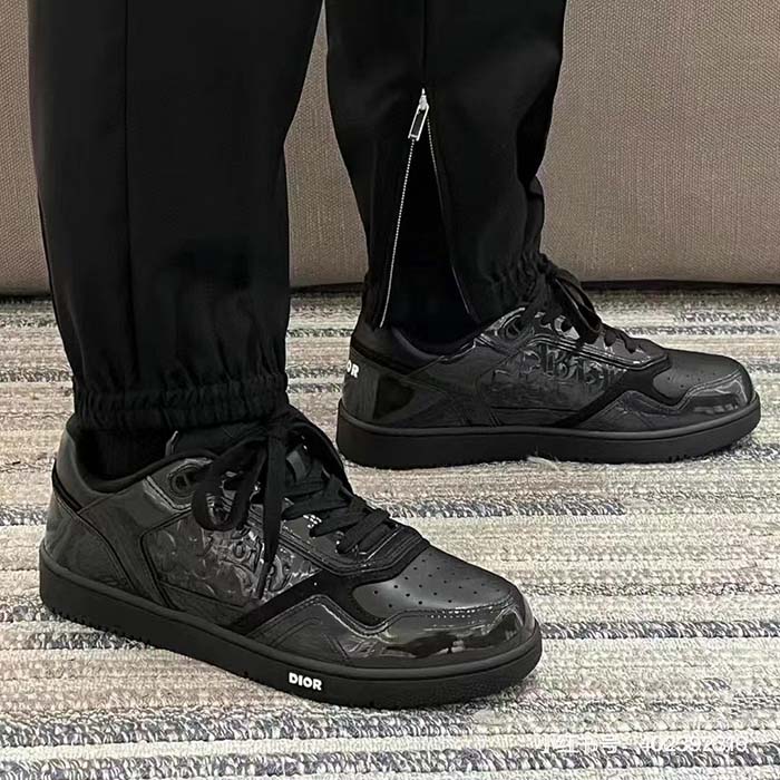 Dior Unisex CD B27 Low-Top Sneaker Black Patent Calfskin Dior Oblique Gravity Leather