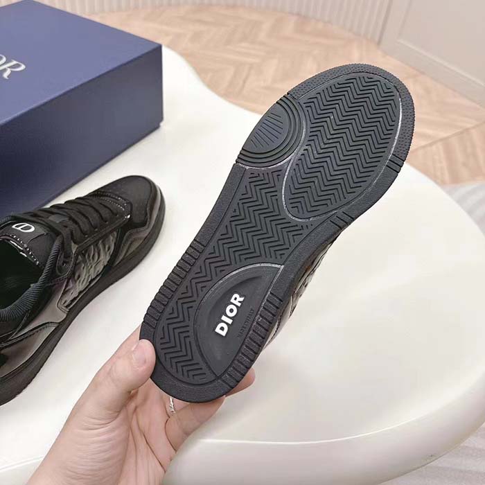 Dior Unisex CD B27 Low-Top Sneaker Black Patent Calfskin Dior Oblique Gravity Leather