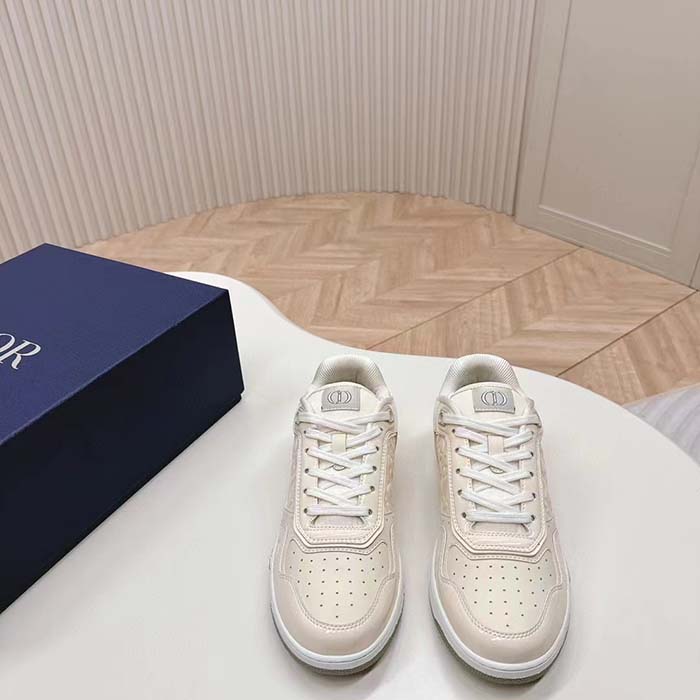 Dior Unisex CD B27 Low-Top Sneaker Cream Patent Calfskin Dior Oblique Gravity Leather