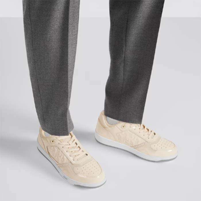 Dior Unisex CD B27 Low-Top Sneaker Cream Patent Calfskin Dior Oblique Gravity Leather