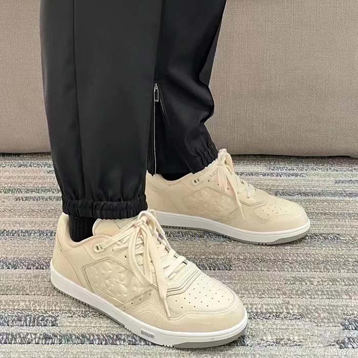 Dior Unisex CD B27 Low-Top Sneaker Cream Patent Calfskin Dior Oblique Gravity Leather