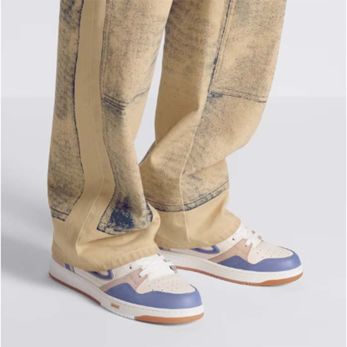 Dior Unisex CD B57 Mid-Top Sneaker Blue Cream Smooth Calfskin Beige Suede