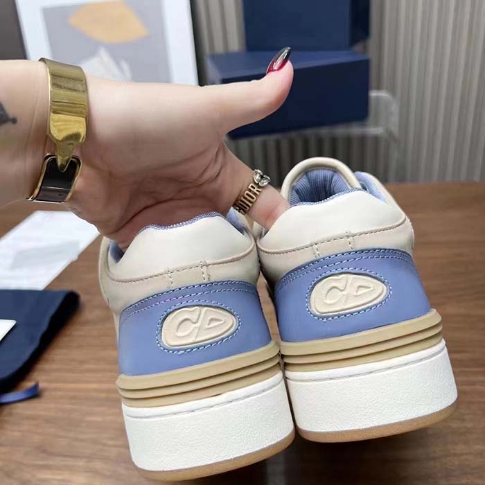 Dior Unisex CD B57 Mid-Top Sneaker Blue Cream Smooth Calfskin Beige Suede