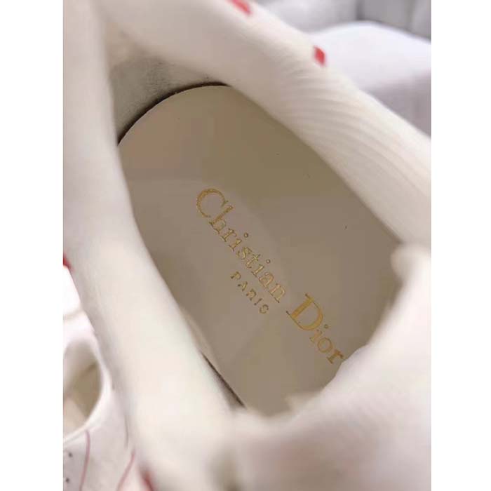 Dior Unisex CD Dior One Sneaker White Fuchsia Dior Oblique Perforated Calfskin