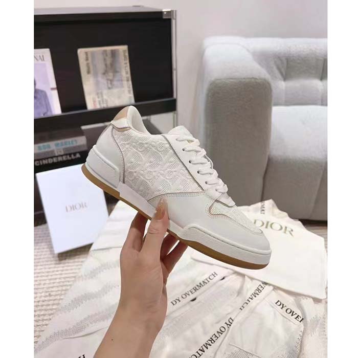 Dior Unisex CD Dior One Sneaker White Nude Dior Oblique Perforated Calfskin