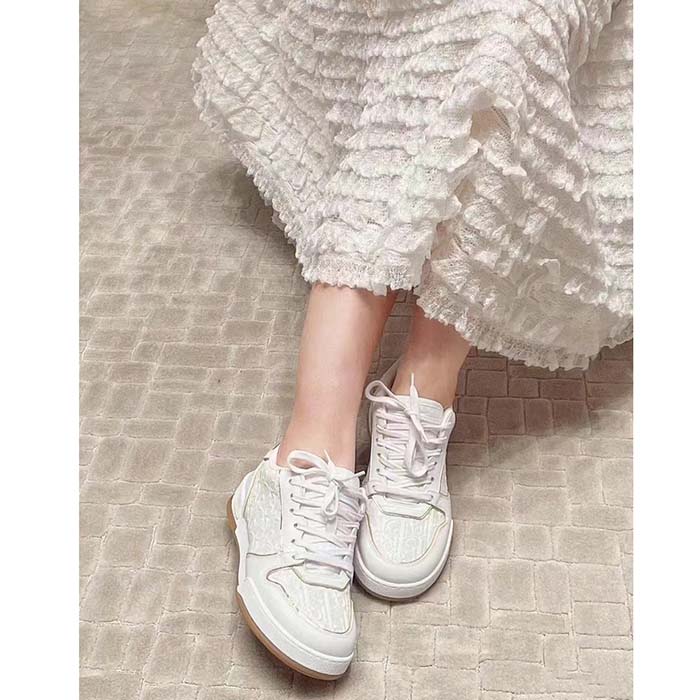 Dior Unisex CD Dior One Sneaker White Nude Dior Oblique Perforated Calfskin