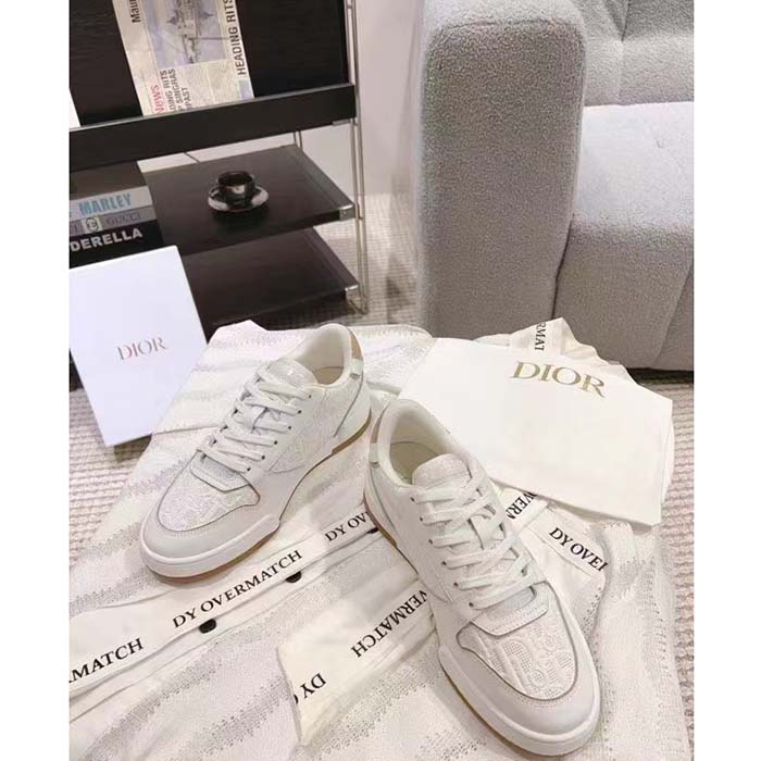 Dior Unisex CD Dior One Sneaker White Nude Dior Oblique Perforated Calfskin