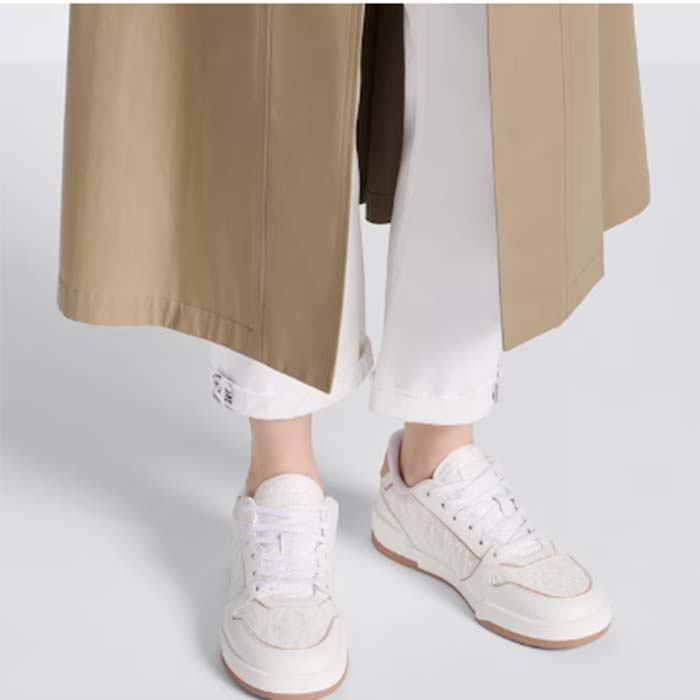 Dior Unisex CD Dior One Sneaker White Nude Dior Oblique Perforated Calfskin