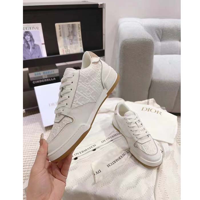 Dior Unisex CD Dior One Sneaker White Nude Dior Oblique Perforated Calfskin
