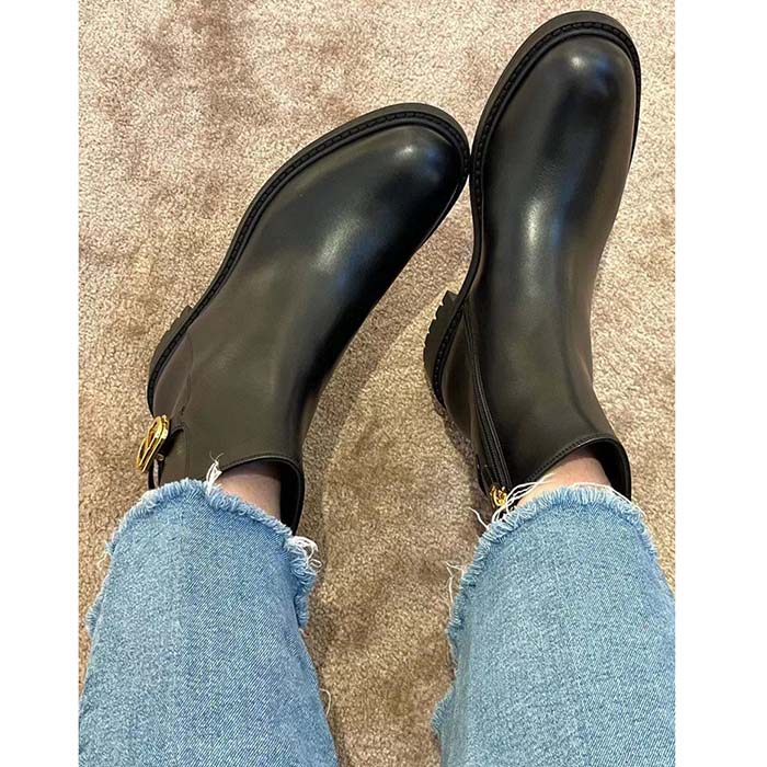 Dior Women CD 30 Montaigne Ankle Boot Black Calfskin Leather