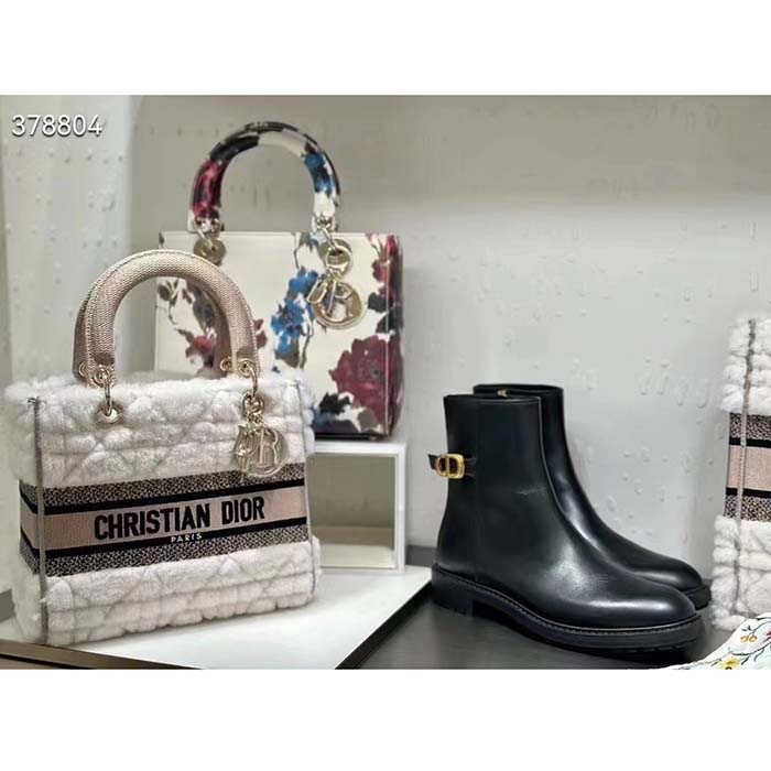 Dior Women CD 30 Montaigne Ankle Boot Black Calfskin Leather