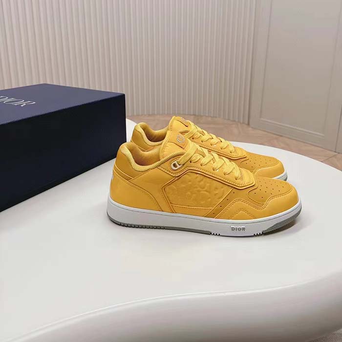 Dior Unisex CD B27 Low-Top Sneaker Yellow Patent Calfskin Dior Oblique Gravity Leather