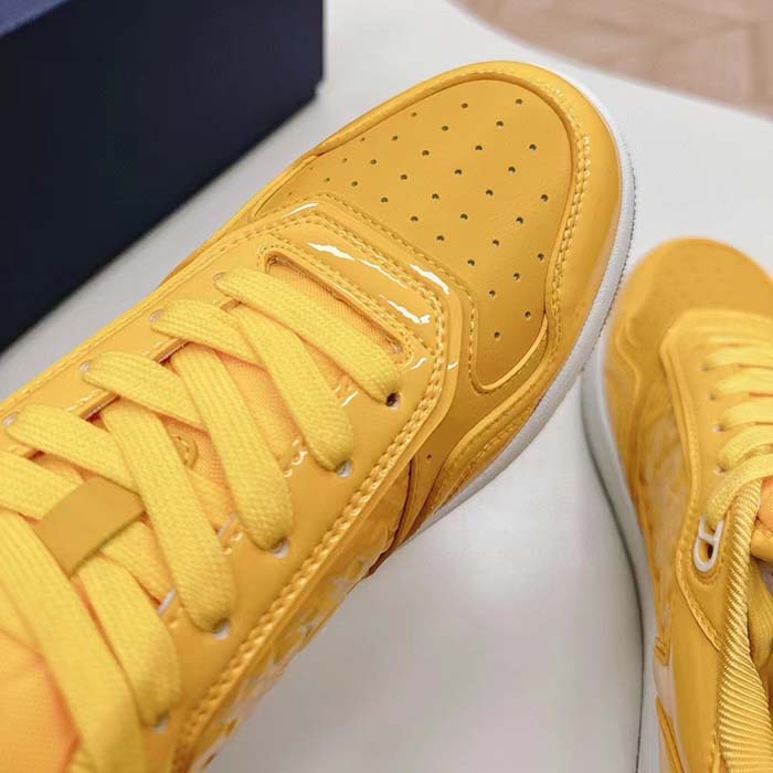 Dior Unisex CD B27 Low-Top Sneaker Yellow Patent Calfskin Dior Oblique Gravity Leather