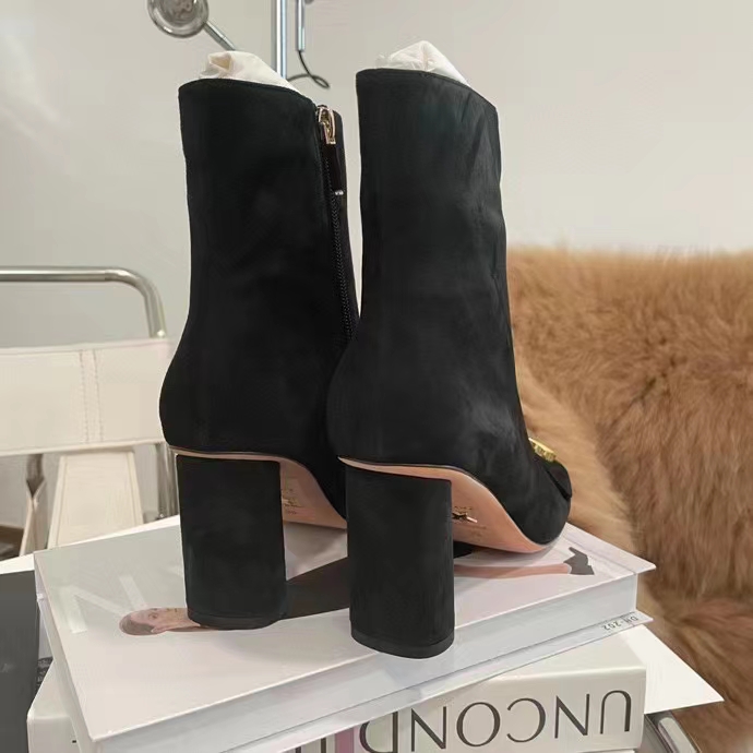 Dior Women CD C’est Dior Heeled Ankle Boot Black Suede Calfskin 8 CM Heel