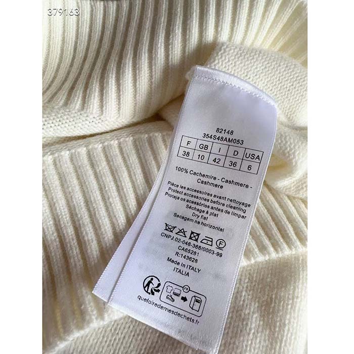 Dior Men CD Embroidered Sweater Ecru Cashmere Knit Pastel Midnight Blue Butterfly Around The World