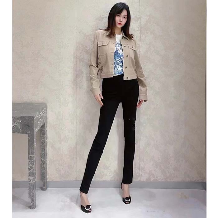 Dior Women CD Jacket Beige Cotton Denim Multicolor Butterfly Around The World Motif