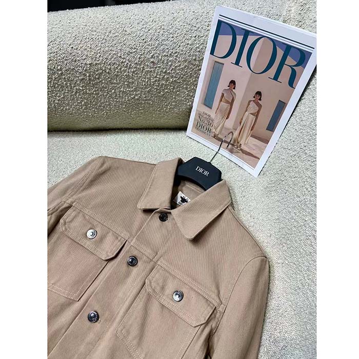 Dior Men CD Jacket Beige Cotton Denim Multicolor Butterfly Around The World Motif