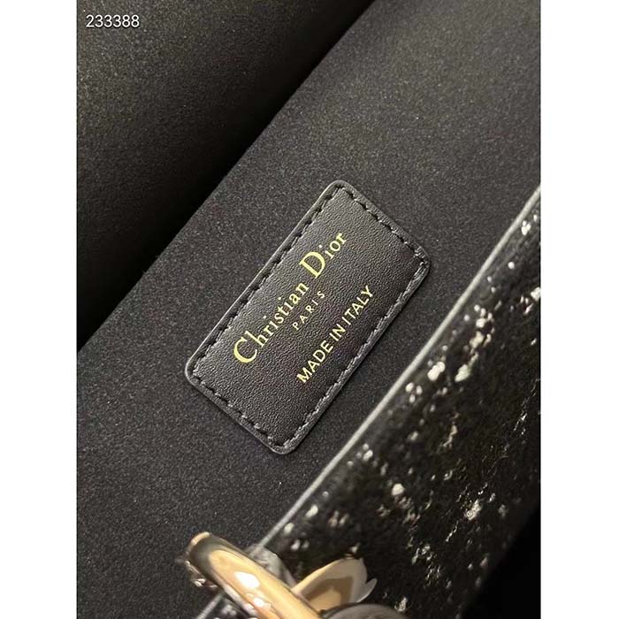Dior Women CD Medium Lady D-Joy Bag Black Cannage Tweed