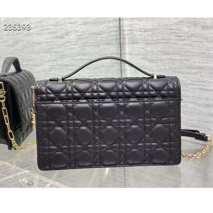 Dior Women CD Miss Dior Top Handle Bag Black Cannage Lambskin
