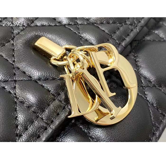 Dior Women CD Miss Dior Top Handle Bag Black Cannage Lambskin
