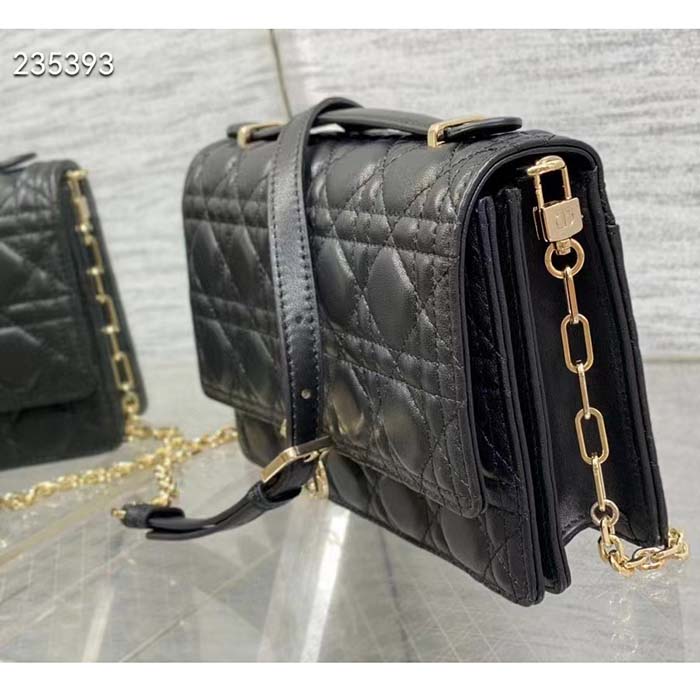 Dior Women CD Miss Dior Top Handle Bag Black Cannage Lambskin