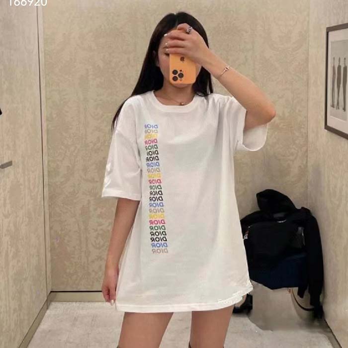 Dior Women CD Relaxed-Fit T-Shirt White Slub Organic Cotton Jersey