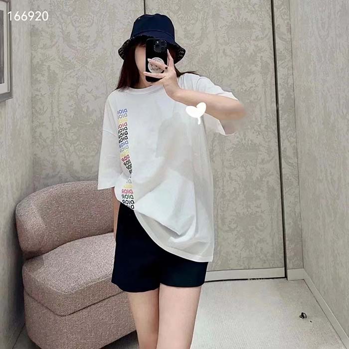 Dior Women CD Relaxed-Fit T-Shirt White Slub Organic Cotton Jersey