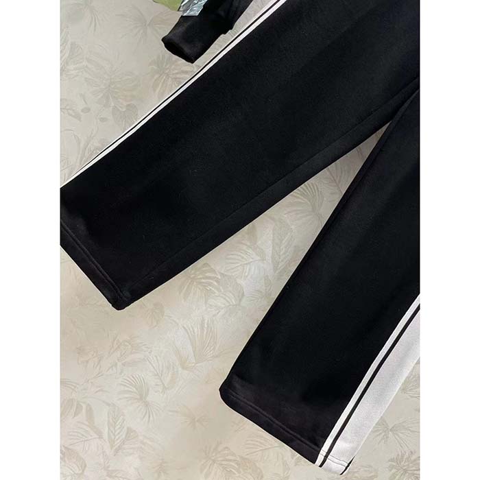 Gucci GG Men Cotton Jersey Zip Jacket Black Lightweight Felted Point Collar Long Sleeves