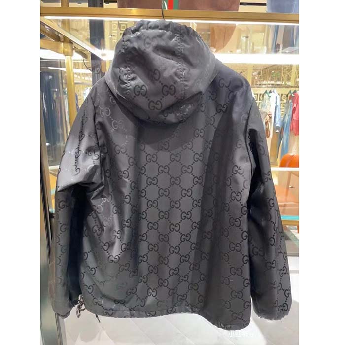 Gucci Women Gucci Off The Grid Hooded Jacket Black GG ECONYL Regenerated Nylon