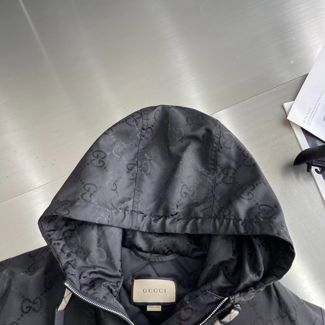 Gucci Women Gucci Off The Grid Hooded Jacket Black GG ECONYL Regenerated Nylon
