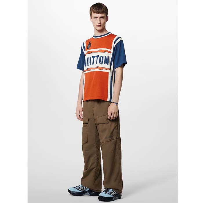 Louis Vuitton LV Men Short-Sleeved Cotton T-Shirt Orange Regular Fit Vuitton Jacquard Signature