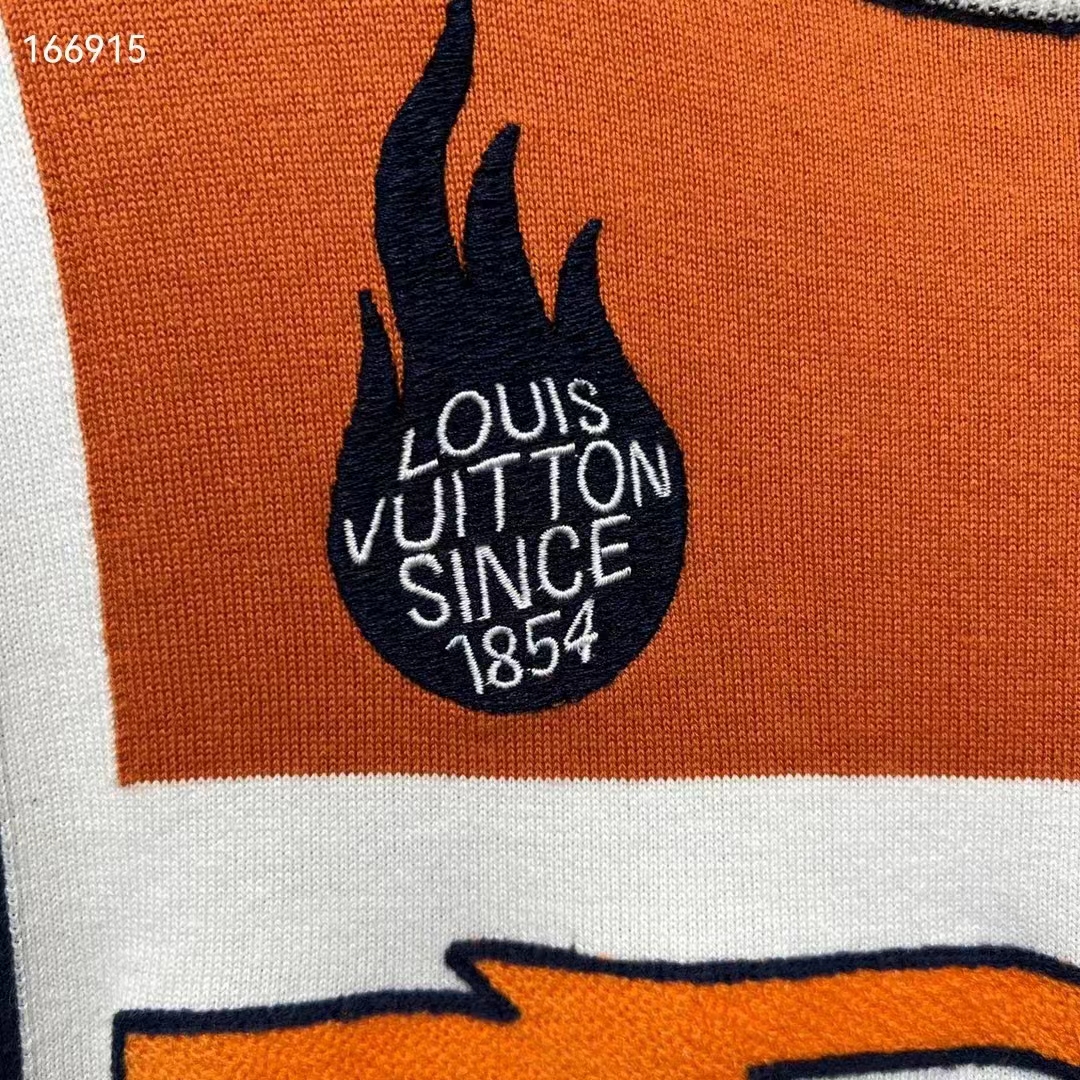 Louis Vuitton LV Men Short-Sleeved Cotton T-Shirt Orange Regular Fit Vuitton Jacquard Signature